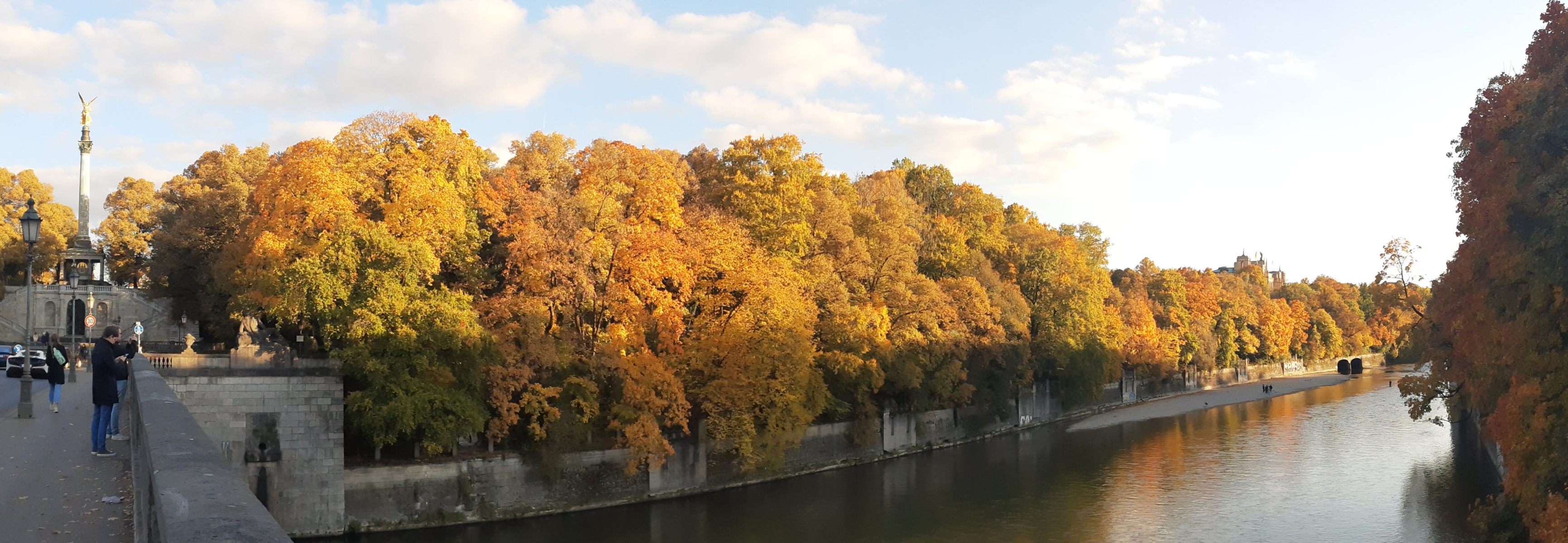 panoramic view along river Isar